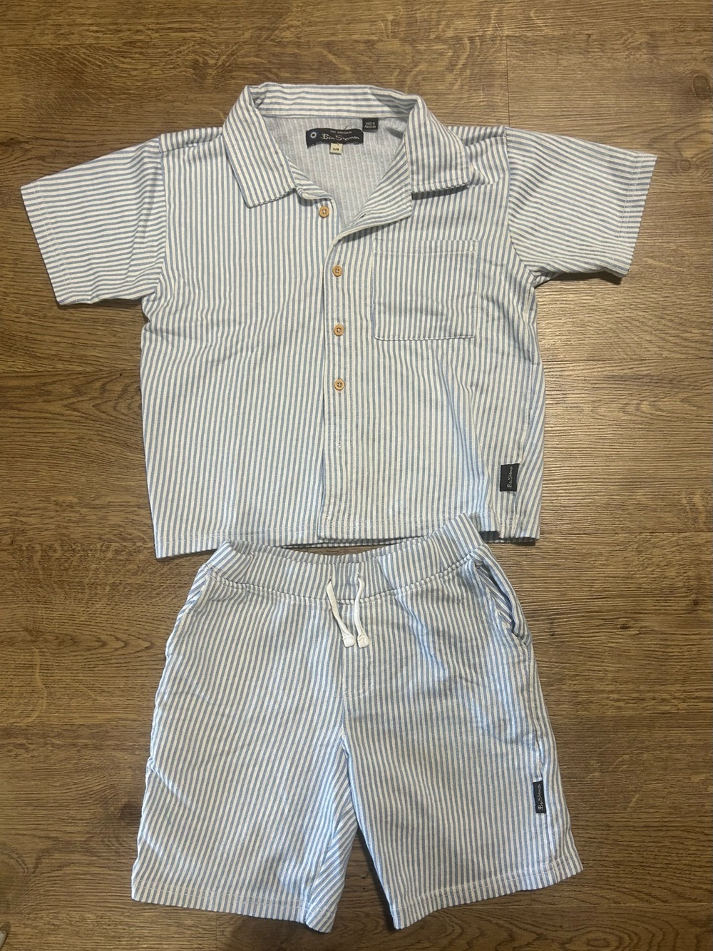 Ben Sherman Blue & White Striped Kids Button-Down Set